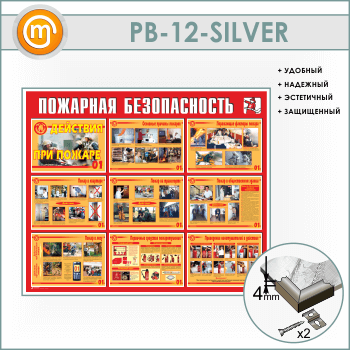Стенд «Пожарная безопасность. Действия при пожаре» (PB-12-SILVER)